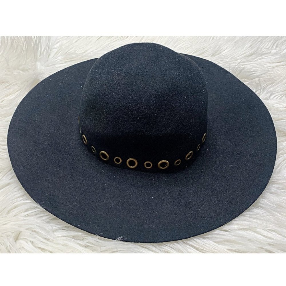 Floppy-Brim Embellished Felt Hat in Black - Picture 3 of 7